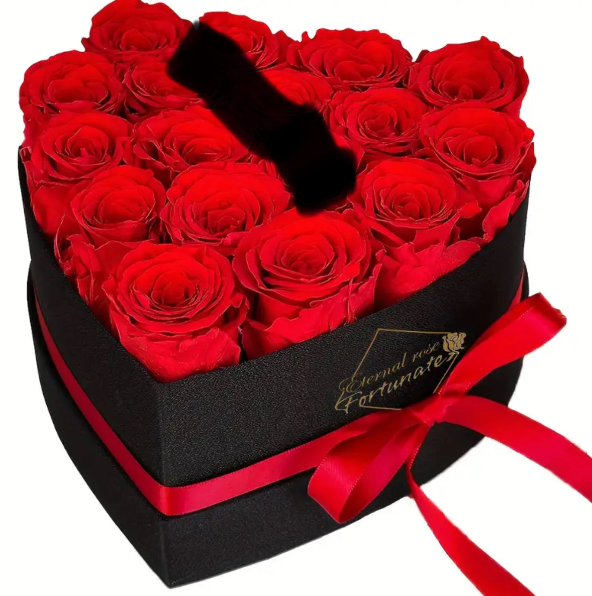 Lot de 17 roses éternelles rouges éternelles dans une boîte en forme de cœur 🌹