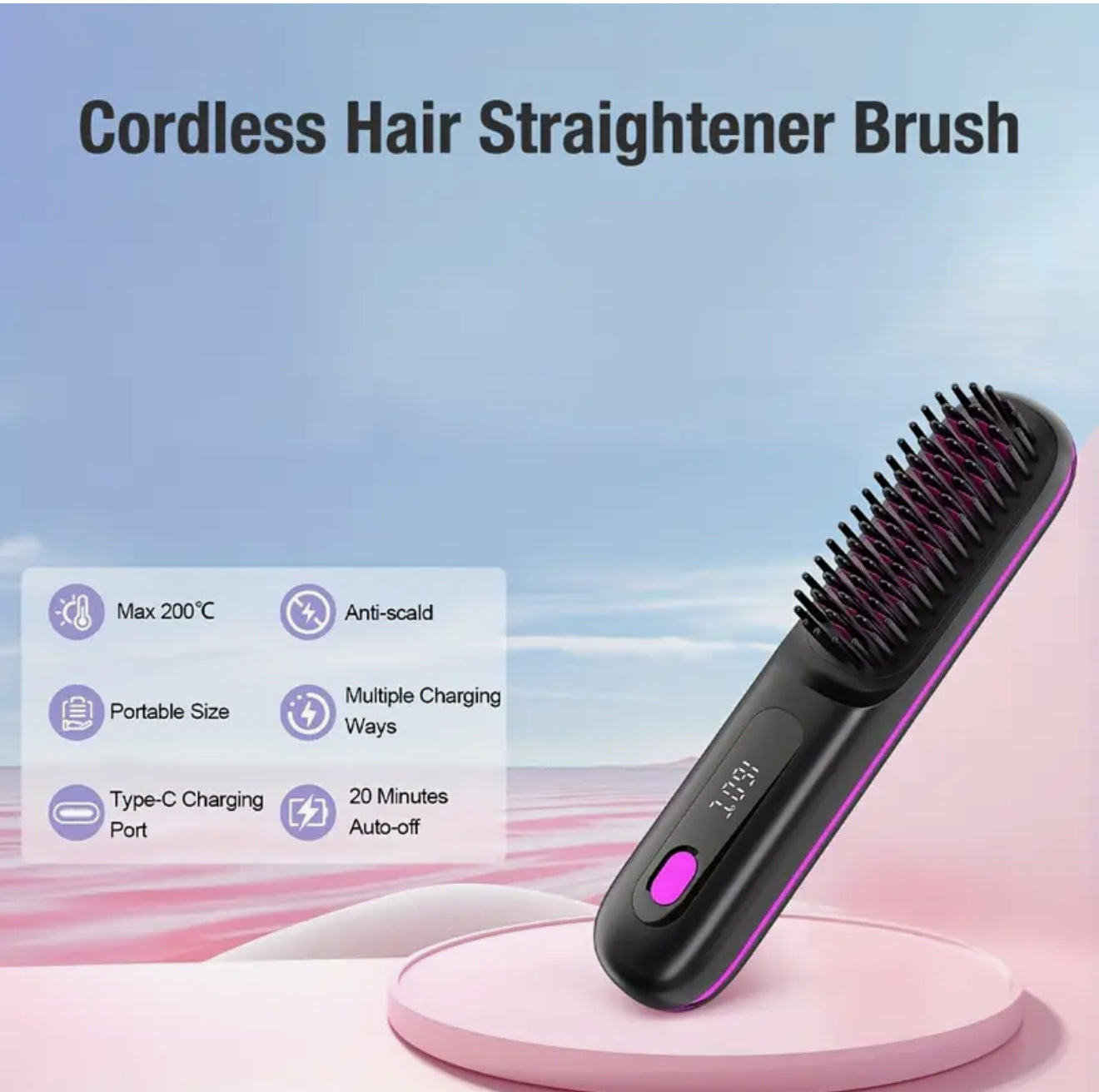 Brosse Lissante et Chauffante - Rechargeable