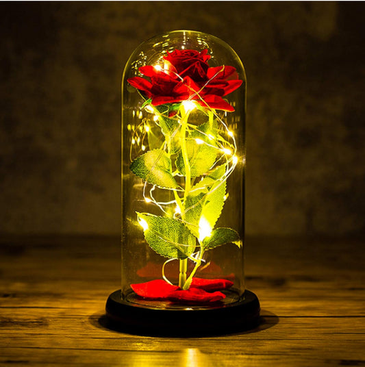 Rose Enchantée Fleur Artificielle sous Cloche Lumineuse 🌹✨
