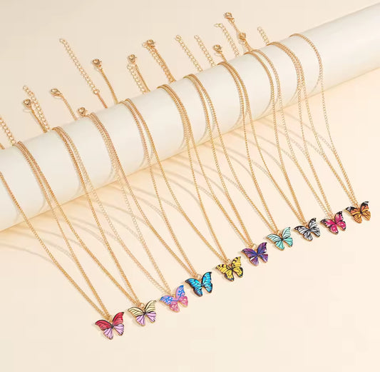Colliers papillon 10 pièces, style vintage, 10 coloris, pendentif