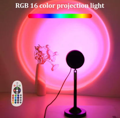Lampe Coucher de Soleil, Sunset Lamp avec USB, Lumière Arc-en-Ciel Veilleuse LED Réglable en Hauteur (16 Couleurs)